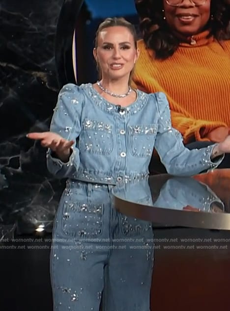 Keltie’s embellished denim jacket and pants on E! News