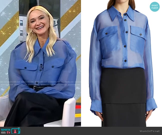 Khaite Missa Oversize Sheer Silk Georgette Button-Up Shirt worn by Zanna Roberts Rassi on Today