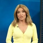 Kit’s yellow ribbed cardigan on Access Hollywood