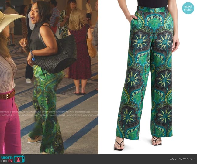 Kobi Halperin Paisley Print Wide Leg Pants in Ivy Multi worn by Athena Grant (Angela Bassett) on 9-1-1