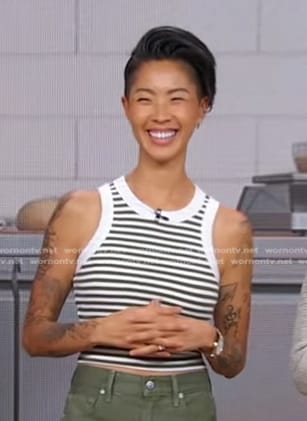 Kristen Kish's green striped tank on Good Morning America