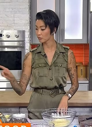 Kristen Kish's green satin jumpsuit on Today