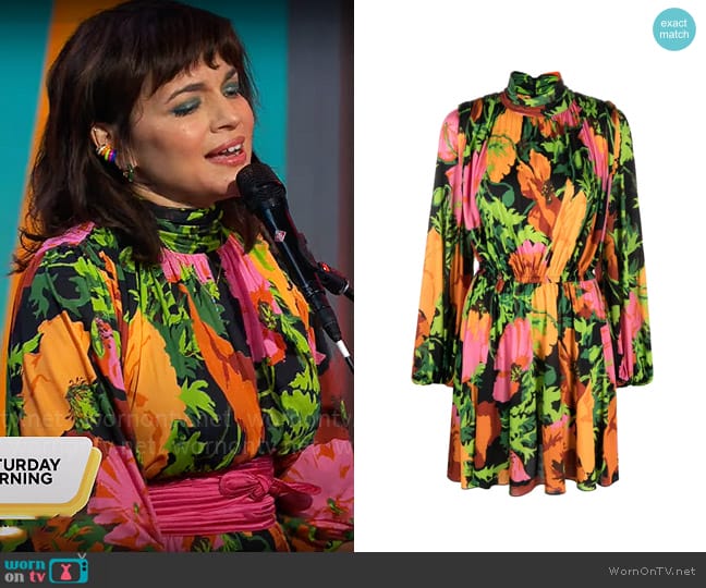 La DoubleJ Floral-print minidress worn by Norah Jones on CBS Mornings