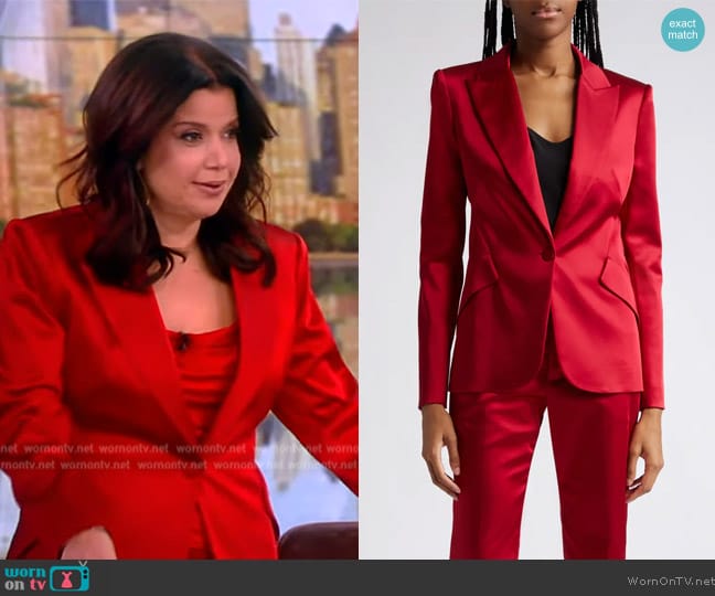 L'Agence Chamberlain Colorblock Satin Blazer worn by Ana Navarro on The View