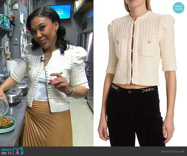 L'Agence Delilah Cropped Textured Cardigan worn by Vanessa Rissetto on Today