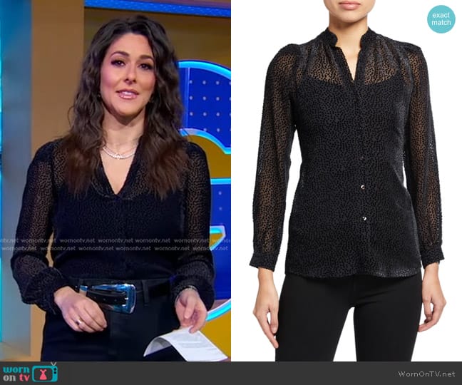 L'Agence Florent Long-Sleeve Burnout Blouse worn by Erielle Reshef on Good Morning America