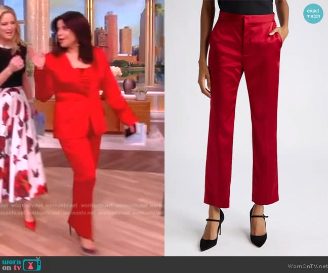 L'Agence Rebel Satin Ankle Pants worn by Ana Navarro on The View