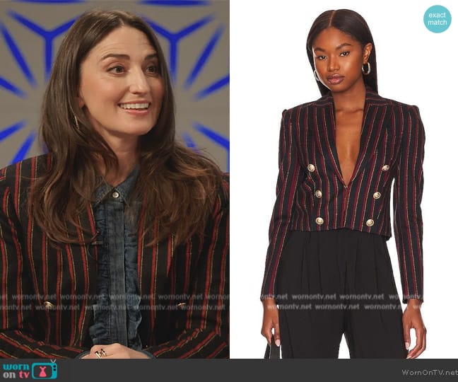 L'Agence Inez Cropped Blazer worn by Dawn Solano (Sara Bareilles) on Girls5eva