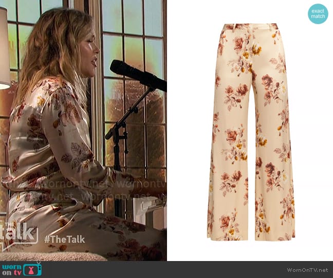 L'Agence Pilar Pants in Buff Multi Tonal Rose Floral worn by Rachel Platten on The Talk