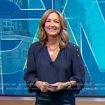 Lara’s navy cutout blouse and leather pants on Good Morning America