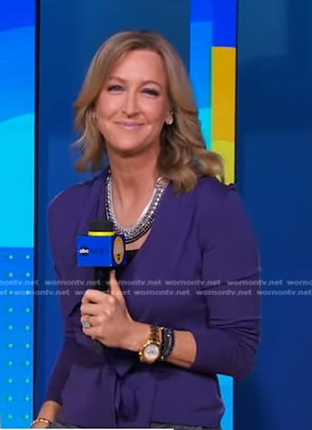 Lara’s purple wrap top on Good Morning America