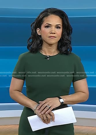 Laura’s green short sleeve sheath dress on Today