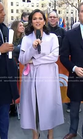 Laura’s lilac wrap coat on Today