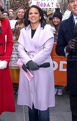 Laura’s lilac wrap coat on Today