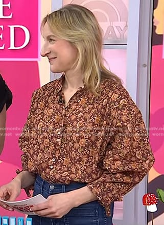 Lauren Iannotti's brown floral blouse on Today