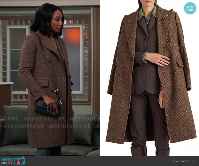 LAUREN Ralph Lauren Double Breasted Wool Blend Coat worn by Jordan Ashford (Tanisha Mariko Harper) on General Hospital