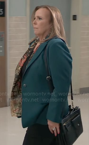 Laura's teal green blazer on General Hospital