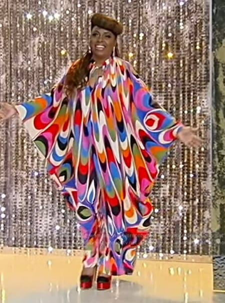 Ledisi's abstract multicolored kaftan on Tamron Hall Show