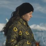 Leila’s green printed puffer jacket on Death and Other Details