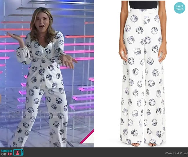 Lela Rose Floral Print High Waist Wide Leg Pants worn by Jenna Bush Hager on Today