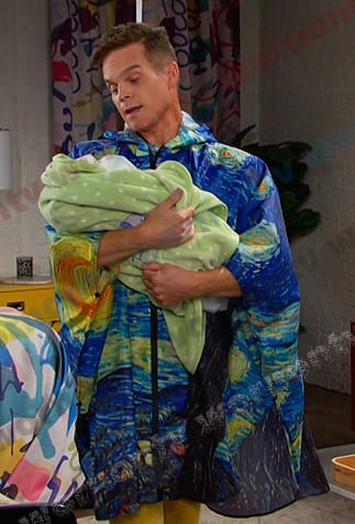 Leo's van Gogh Starry Night print poncho on Days of our Lives