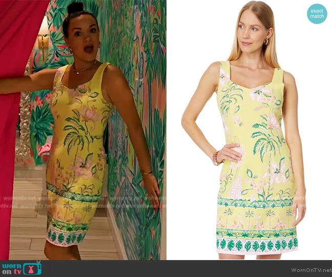 Lilly Pulitzer Del Rey Stretch Shift worn by Lindsay Myers on Access Hollywood