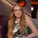 Lindsay Lohan’s floral print dress on The Kelly Clarkson Show