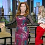 Lisa Ann Walters burgundy metallic dress on Live with Kelly and Mark