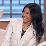 Lisa Ling’s white crinkled leather blazer on The Talk