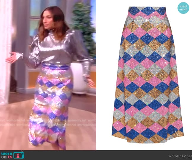 Lisou Diamond Sequin Skirt worn by Chelsea Peretti on The View