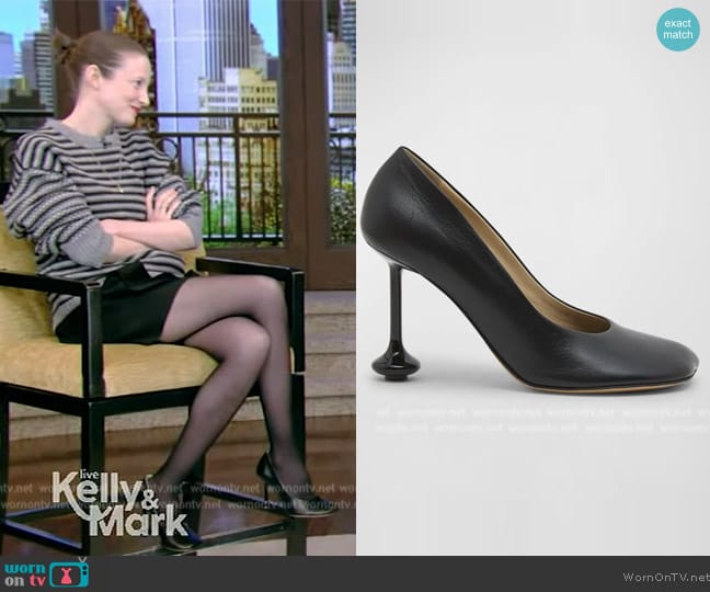 Loewe Toy Leather Drop Stiletto Pumps worn by Andrea Riseborough on Live with Kelly and Mark