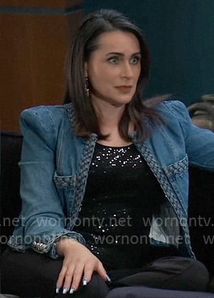 Lois’s denim braid trim jacket on General Hospital