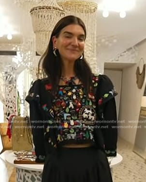 Lucy Aylen's black embroidered top on Today