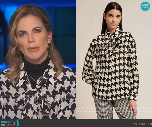 Luisa Spagnoli Leuca Hounds-Tooth Shirt worn by Natalie Morales on Access Hollywood