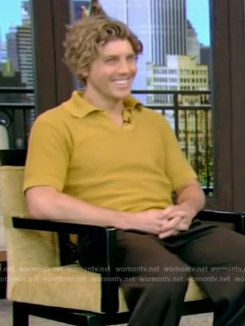 Lukas Gage's mustard polo on Live with Kelly and Mark