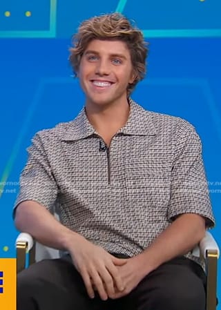 Lukas Gage's print quater zip shirt on Good Morning America