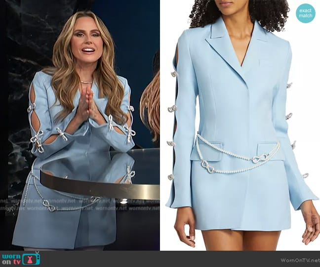 Mach and Mach Bow-Embellished Wool Minidress worn by Keltie Knight on E! News