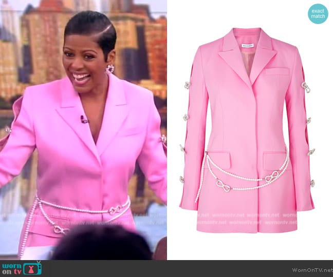 WornOnTV: Tamron’s pink embellished bow blazer dress on The View ...