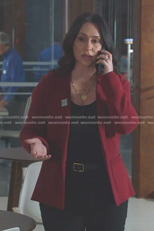 Maddie’s red knit blazer on 9-1-1