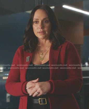 Maddie’s red knit blazer on 9-1-1