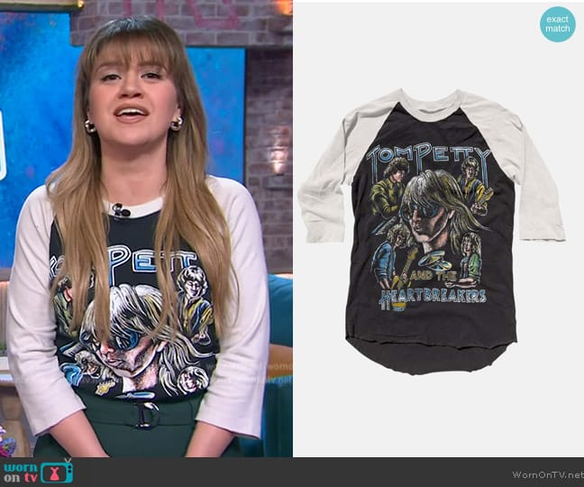 Madeworn Tom Petty Heartbreakers Raglan Tee worn by Kelly Clarkson on The Kelly Clarkson Show