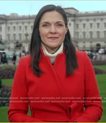 Maggie Rulli’s red wrap coat on Good Morning America