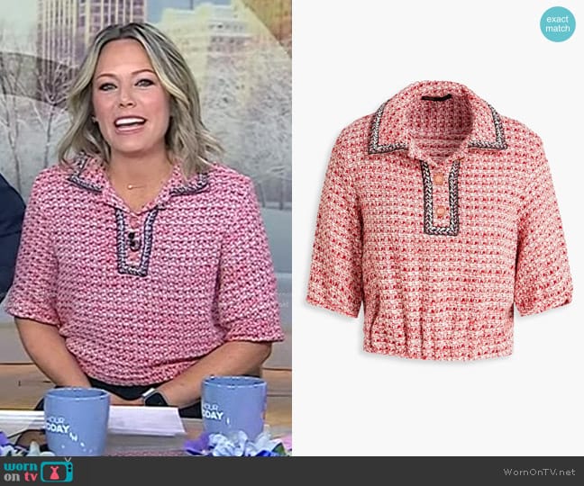 Maje Lenetia Cropped Tweed Polo Shirt worn by Dylan Dreyer on Today