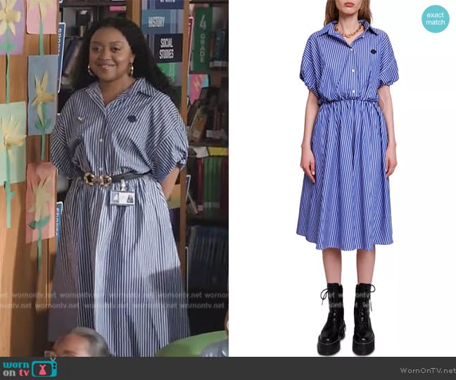 Maje Long Striped Shirt Dress worn by Janine Teagues (Quinta Brunson) on Abbott Elementary