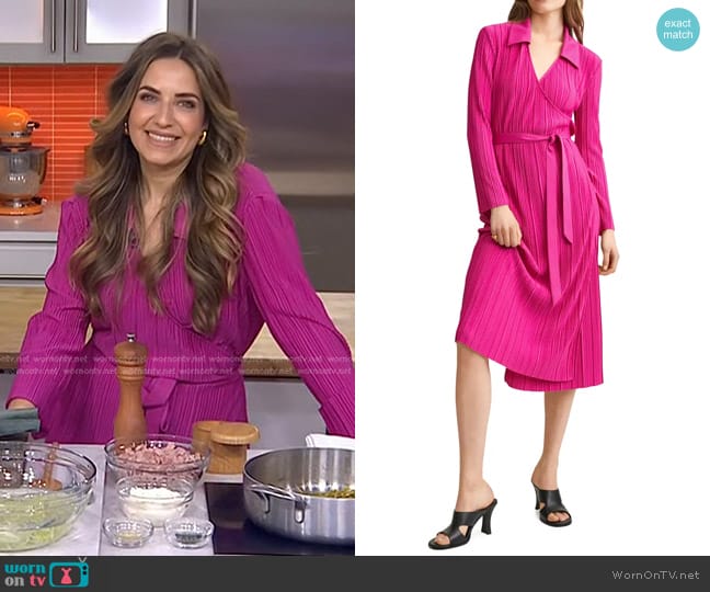 Mango Pleated Long Sleeve Wrap Dress worn by Laura Vitale on Today