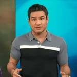 Mario’s colorblock polo on Access Hollywood