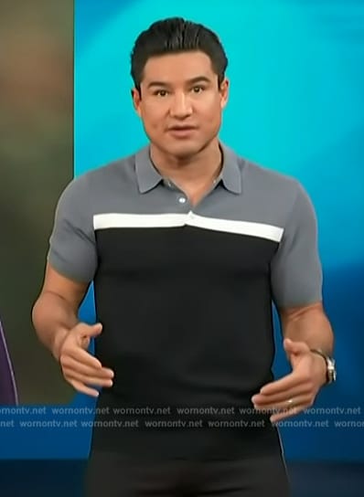 Mario's colorblock polo on Access Hollywood