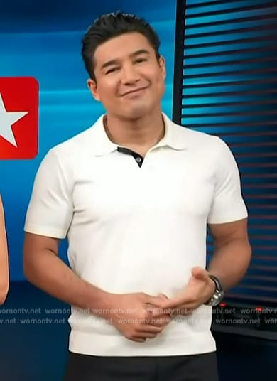 Mario’s white polo on Access Hollywood