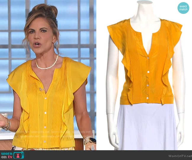 Marissa Webb Silk V-neck Top worn by Natalie Morales on The Talk