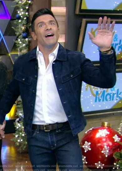 Mark's blue suede jacket on Live with Kelly and Mark